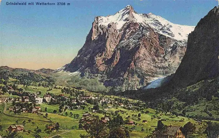AK / Ansichtskarte  Grindelwald_BE Panorama Blick gegen Wetterhorn