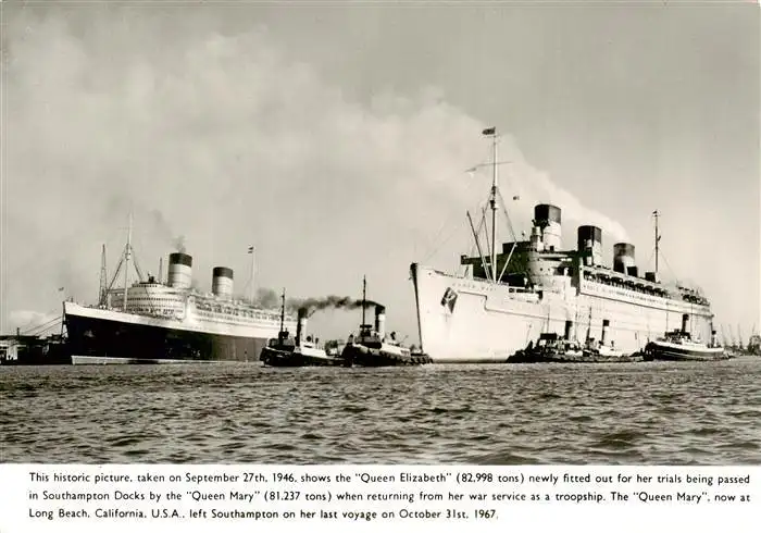 AK / Ansichtskarte 73963848 Dampfer_Oceanliner Queen Elizabeth Queen Mary 