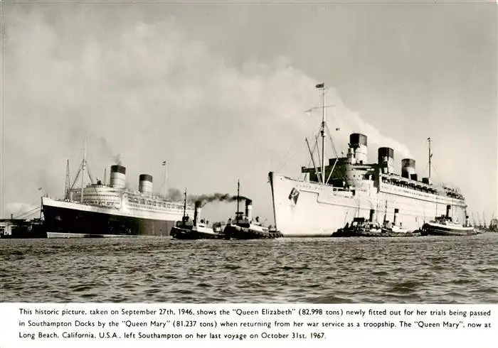 AK / Ansichtskarte  Dampfer_Oceanliner Queen Elizabeth Queen Mary 