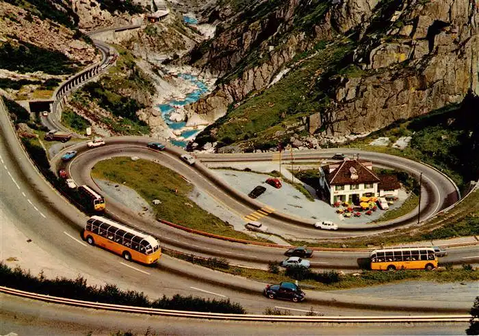 AK / Ansichtskarte  Postbus_Omnibus Gotthardstrasse Schoellenen