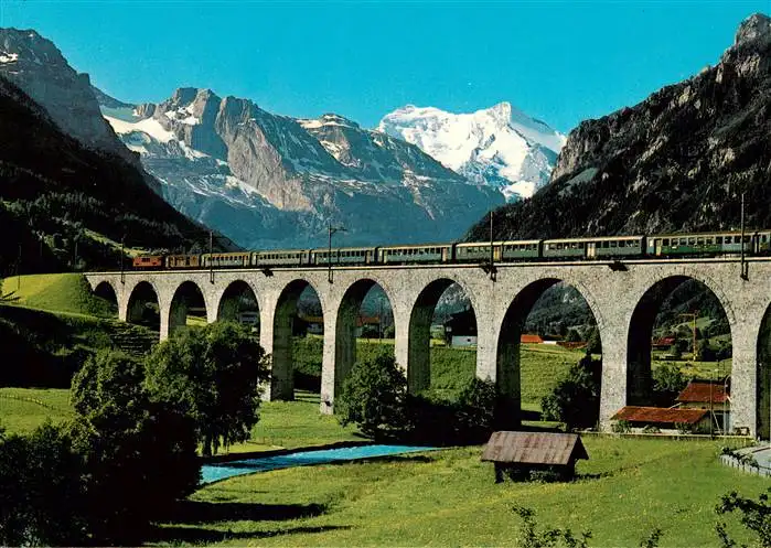 AK / Ansichtskarte 73963872 Eisenbahn_Railway_Chemin_de_Fer Loetschbergbahn BLS Viadukt Frutingen