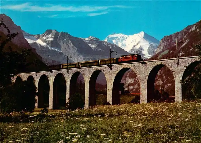 AK / Ansichtskarte 73963874 Eisenbahn_Railway_Chemin_de_Fer Loetschbergbahn Viaduck