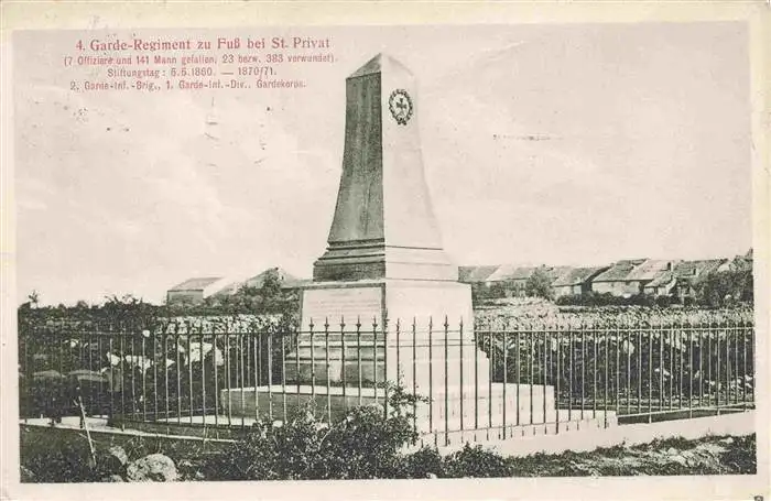 AK / Ansichtskarte  St-Privat_-la-Montagne_57_Moselle Denkmal 4. Garde-Regiment zu Fuss