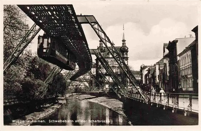 AK / Ansichtskarte  Barmen_Elberfeld_WUPPERTAL Schwebebahn an der Schafbruecke