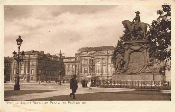 AK / Ansichtskarte  Ryssel_Lille_59_Nord Republikplatz mit Praefektur Denkmal Serie Krieg 1914/15 in Postkarten Abteilung Frankreich