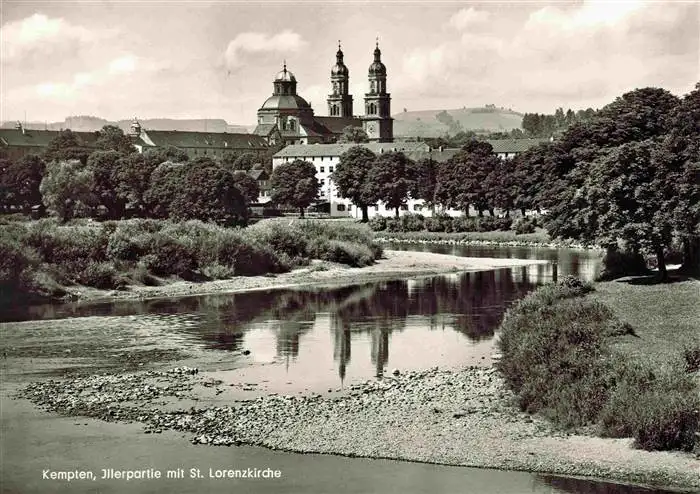 AK / Ansichtskarte  Kempten_Allgaeu Illerpartie mit St. Lorenzkirche