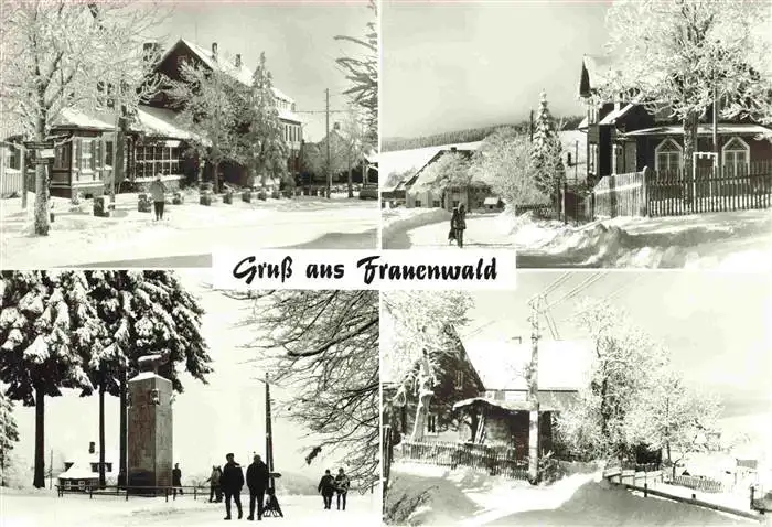 AK / Ansichtskarte 73964007 Frauenwald_Thueringen Teilansichten Winterpanorama Denkmal