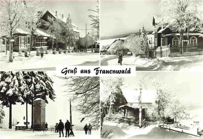 AK / Ansichtskarte  Frauenwald_Thueringen Teilansichten Winterpanorama Denkmal