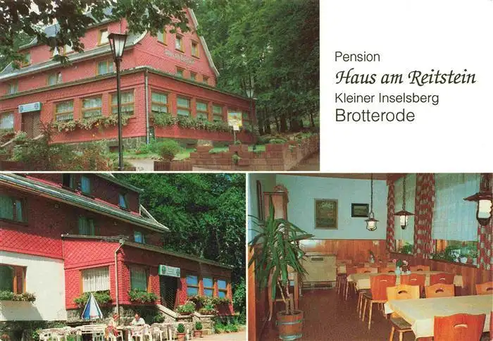 AK / Ansichtskarte 73964021 Brotterode Pension Haus am Reitstein Kleiner Inselsberg Gastraum Terrasse