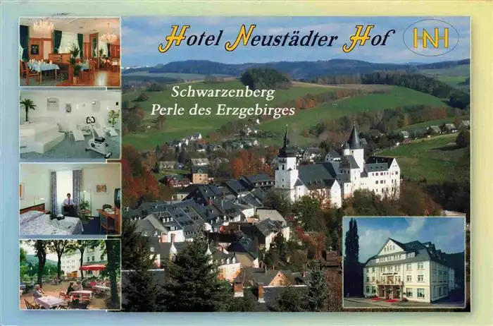 AK / Ansichtskarte 73964022 Schwarzenberg__Erzgebirge_Sachsen Hotel Neustaedter Hof Panorama Schloss