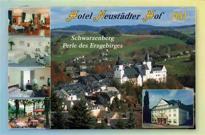 AK / Ansichtskarte  Schwarzenberg__Erzgebirge_Sachsen Hotel Neustaedter Hof Panorama Schloss