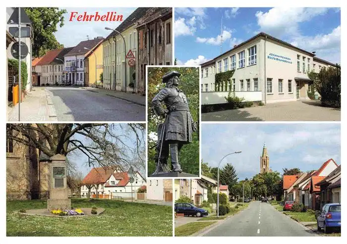 AK / Ansichtskarte  Fehrbellin Teilansichten Stadtzentrum Denkmal Hauptstrasse Grundschule