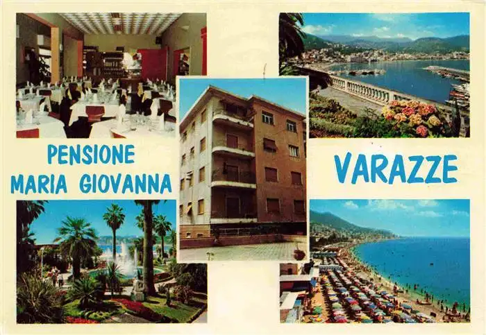 AK / Ansichtskarte 73964059 Varazze_Liguria_IT Pensione Maria Giovanna Ristorante Spiaggia Panorama
