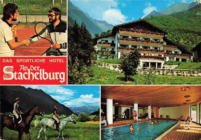 AK / Ansichtskarte 73964079 Partschins_Parcines_IT Hotel an der Stachelburg Tennis Reiten Hallenbad