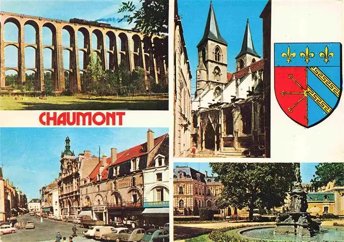 AK / Ansichtskarte  Chaumont_52_Haute-Marne Viadukt Kirche Stadtzentrum Brunnen