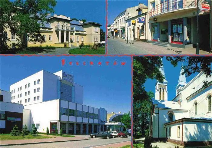 AK / Ansichtskarte  Betchatow_Lodz_Litzmannstadt_PL Herrenhaus Strassenpartie Sporthotel Pfarrkirche