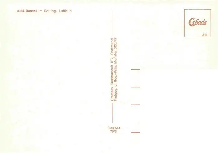 AK / Ansichtskarte  Dassel_Solling Fliegeraufnahme