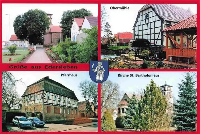 AK / Ansichtskarte 73964220 Edersleben Teilansichten Obermuehle Pfarrhaus Kirche