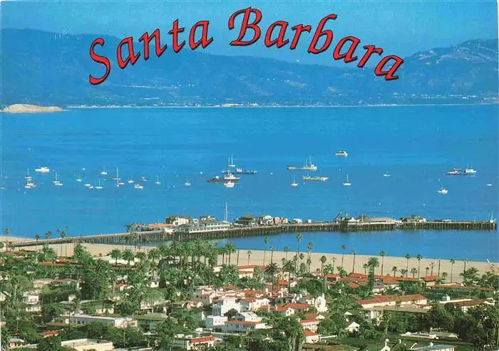 AK / Ansichtskarte 73964265 Santa_Barbara__California_USA Panorama view from TV hill looking towards stearns wharf