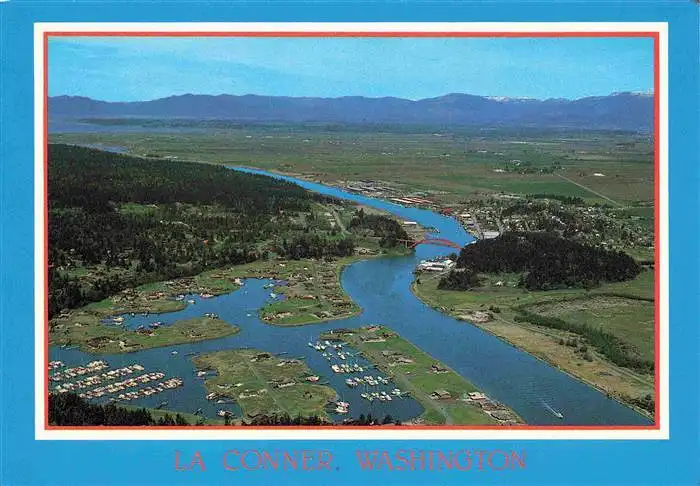 AK / Ansichtskarte  La_Conner Aerial view of Shelter Bay Swinomish Channel Cascade Mountains