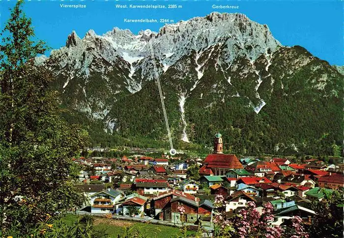 AK / Ansichtskarte  MITTENWALD_Bayern Panorama Hoehenluftkurort gegen Karwendelgebirge Huber Karte Nr. 8304