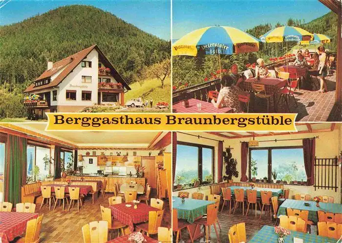 AK / Ansichtskarte 73964302 Loecherberg_Ibach Berggasthaus Braunbergstueble Gastraum Terrasse