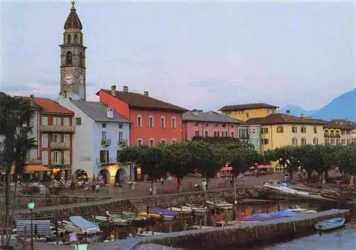 AK / Ansichtskarte  Ascona_Lago_Maggiore_TI Partie am Hafen Promenade Kirchturm