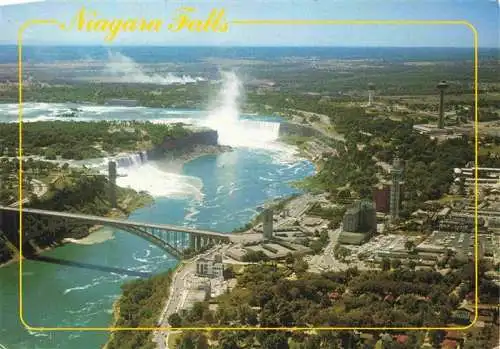 AK / Ansichtskarte 73964441 Niagara_Falls_Ontario_Canada Canadian Falls Horseshoe Falls Rainbow Bridge aerial view