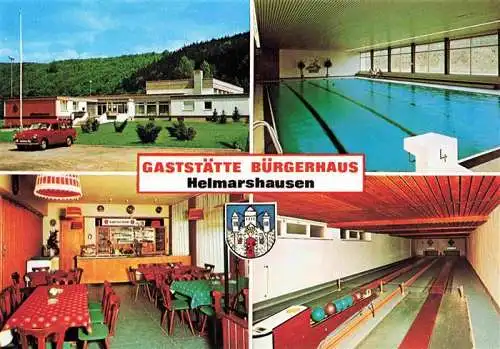 AK / Ansichtskarte  Helmarshausen Gaststaette Buergerhaus Hallenbad Kegelbahn