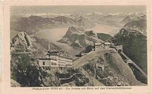 AK / Ansichtskarte  Pilatus_Kulm_OW Die Hotel mit Blick auf Vierwaldstaettersee