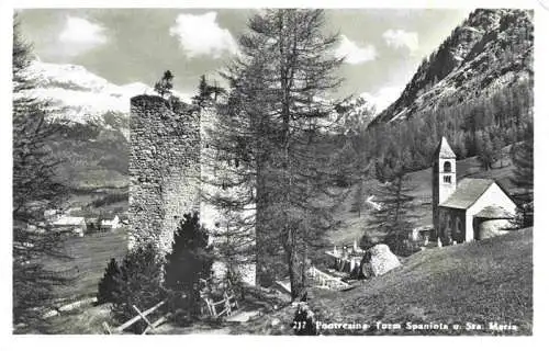 AK / Ansichtskarte  Pontresina Turm Spaniela und Sta Maria