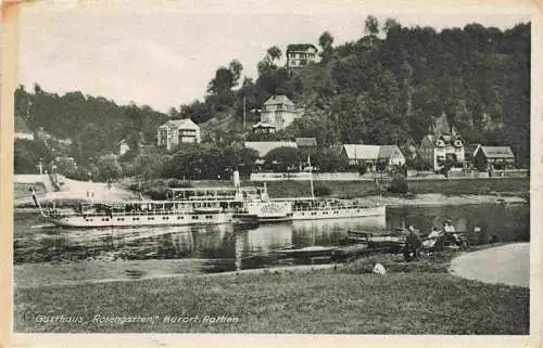 AK / Ansichtskarte  Rathen_Saechsische Schweiz Gasthaus Rosengarten Elbepartie