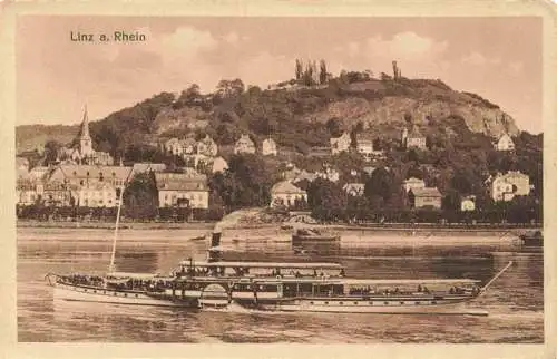 AK / Ansichtskarte  Linz_Rhein Panorama mit Rheindampfer
