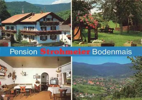 AK / Ansichtskarte  Bodenmais Pension Strohmeier Gastraum Panorama Garten