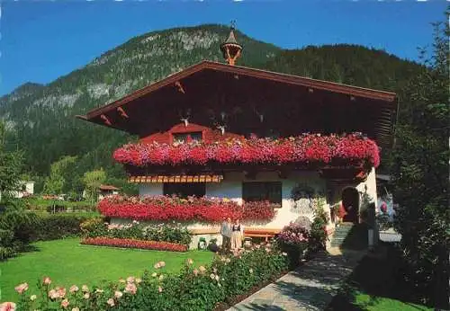 AK / Ansichtskarte 73964790 Pertisau_Achensee_Tirol_AT Ernst Albrecht Wohnhaus Blumenschmuck Tiroler STeinoelwerke Bergbau Baechental