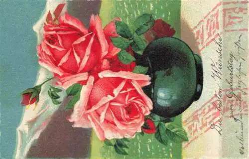 AK / Ansichtskarte 73965104 Rosen_Roses_Rosas-- Rot Litho