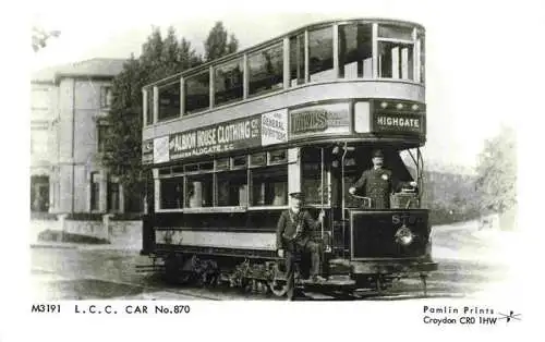 AK / Ansichtskarte  Strassenbahn_Tramway-- M3191 L.C.C. Car Nr. 870 Repro