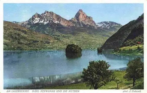 AK / Ansichtskarte  Foto_Gaberell_J._Nr. 6562 Am Lauerzersee Insel Schwanau Mythen