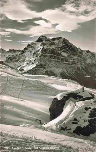 AK / Ansichtskarte  Schilt_Grindelwald Panorama Schiltgebiet mit Glaernischkette Bergwelt Alpen im Winter