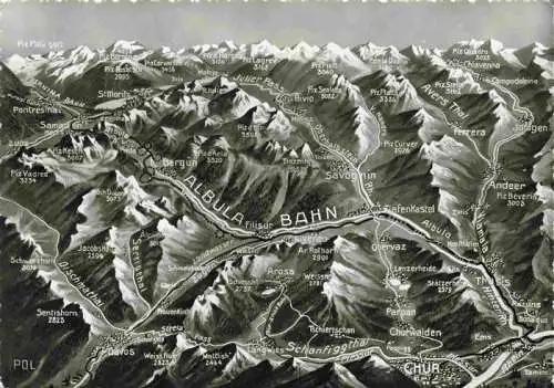 AK / Ansichtskarte  Chur_GR Panoramakarte mit Albula Bahn