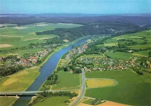 AK / Ansichtskarte 73965424 Herstelle_Weser und Wuergassen mit neuer Weserbruecke 