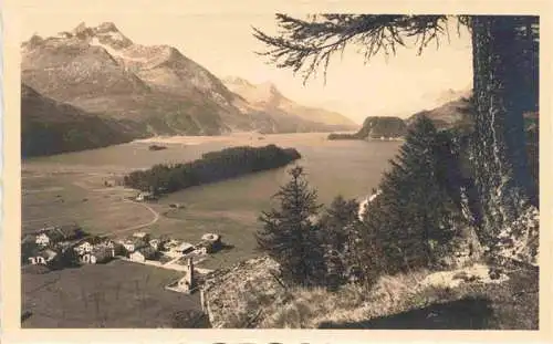 AK / Ansichtskarte  Sils_Baselgia_GR Panorama Blick von Platz auf Baselgia Silsersee und Halbinsel Chastè