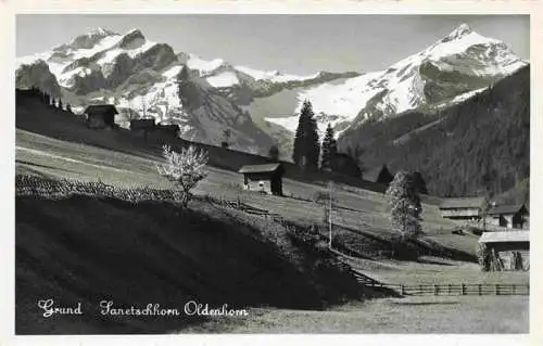 AK / Ansichtskarte  Grund_Saanen_BE Panorama mit Sanetschhorn Oldenhorn Berner Alpen