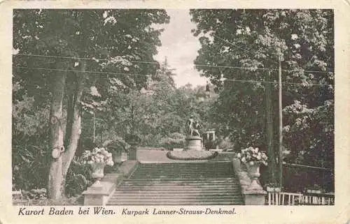 AK / Ansichtskarte  Baden__Wien_AT Kurpark Lanner-Strauss-Denkmal