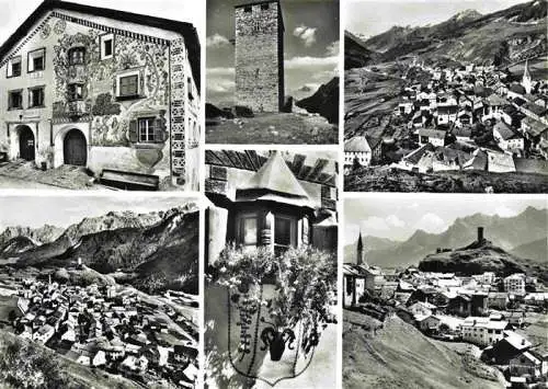 AK / Ansichtskarte  Ardez_GR Teilansichten Fassadenmalerei Turm Panorama Alpen