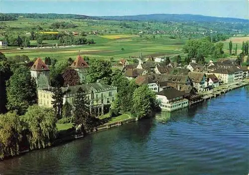 AK / Ansichtskarte  Gottlieben Schlossblick Restaurant Drachenburg und Rhein Fliegeraufnahme