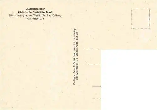 AK / Ansichtskarte  Himmighausen_Nieheim_NRW Kutscherstube Altdeutsche Gaststaette Kukuk