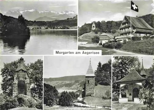AK / Ansichtskarte  Morgarten_ZG Restaurant Buchwaeldli Denkmal Kapelle Aegerisee Alpen