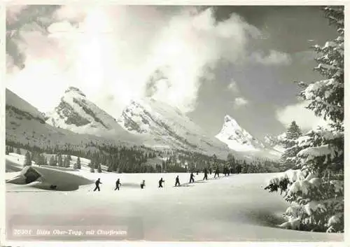 AK / Ansichtskarte  Iltios_Schwendi_Toggenburg_SG Winterlandschaft mit Blick gegen die Churfirsten Skilanglauf Feldpost
