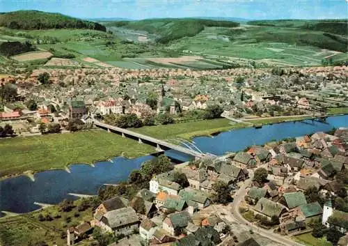 AK / Ansichtskarte  Beverungen Panorama Blick ueber die Weser